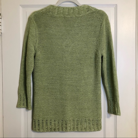 C’est City August Silk Green V-Neck Sweater - Picture 3 of 5
